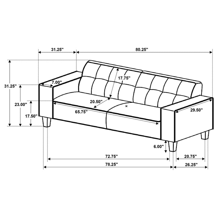 Deerhurst 2-piece Upholstered Track Arm Sofa Set Charcoal