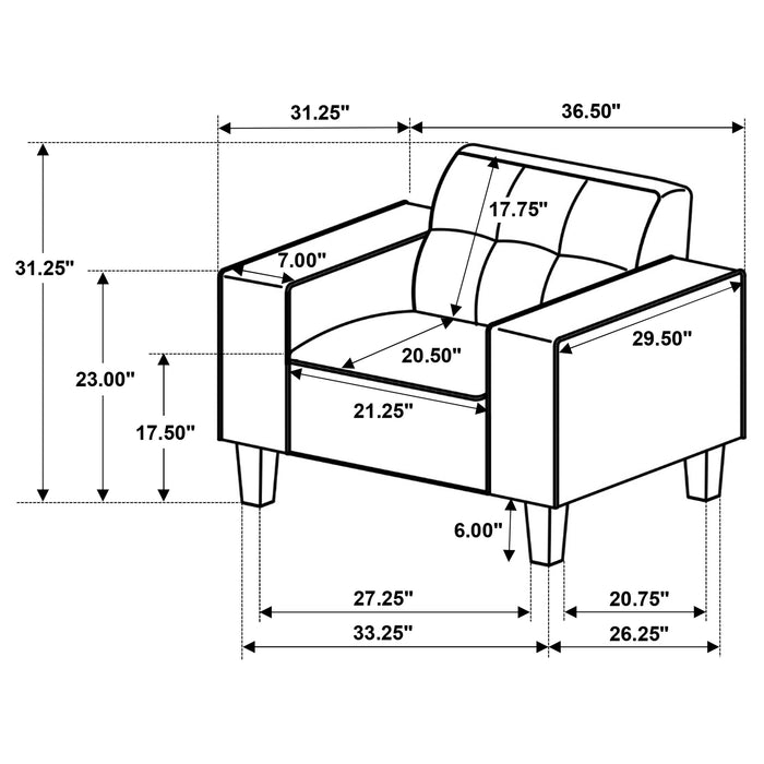 Deerhurst 3-piece Upholstered Track Arm Sofa Set Charcoal
