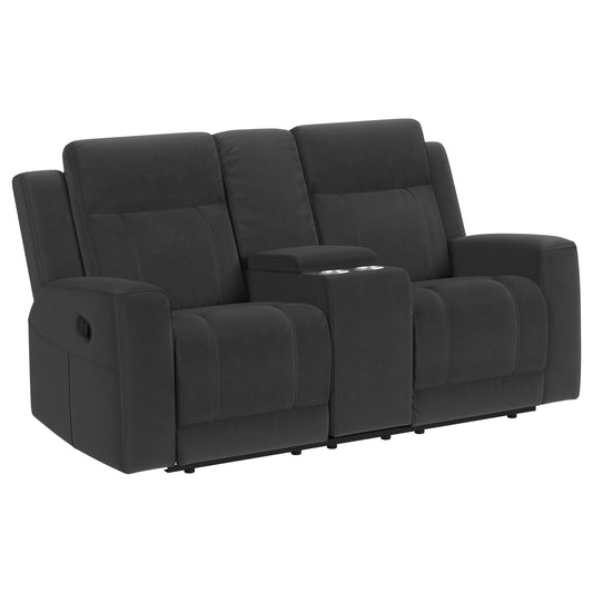 Brentwood Upholstered Motion Reclining Loveseat Dark Charcoal
