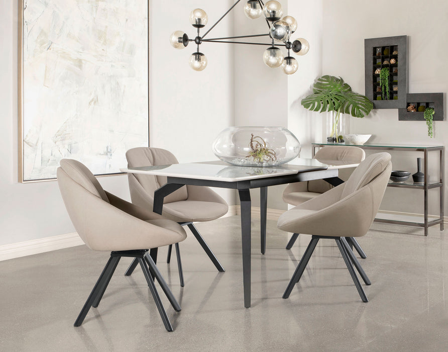 Mina Rectangular Dining Table Grey Ceramic and Sandy Black