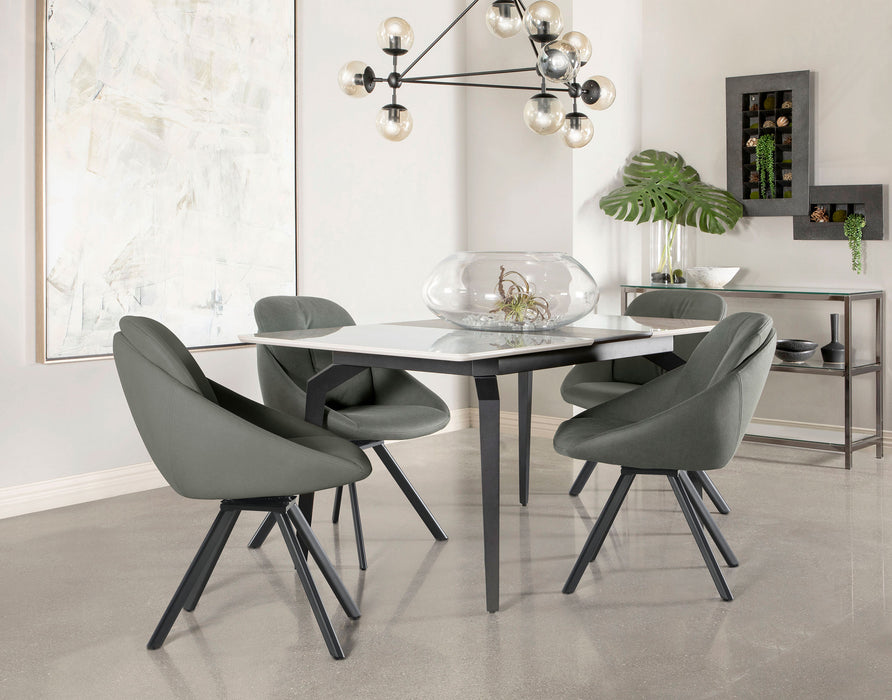 Mina Rectangular Dining Table Grey Ceramic and Sandy Black