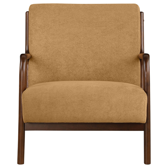 Foster Upholstered Wood Frame Accent Chair Honey