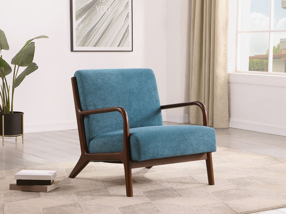 Foster Upholstered Wood Frame Accent Chair Peacock Blue