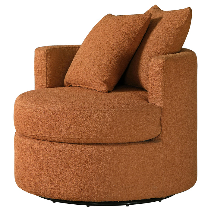 Debbie Upholstered Swivel Accent Chair Burnt Orange