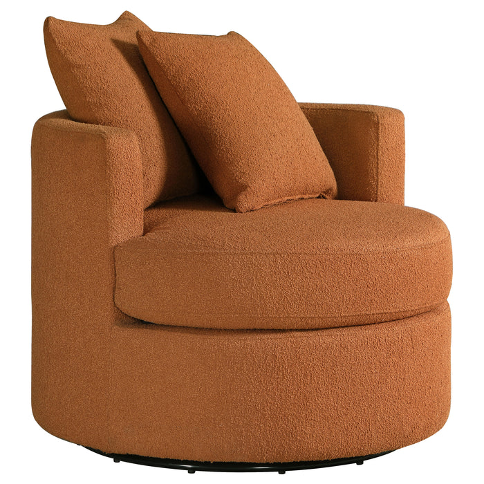 Debbie Upholstered Swivel Accent Chair Burnt Orange