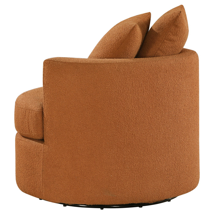 Debbie Upholstered Swivel Accent Chair Burnt Orange