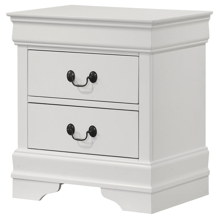 Louis Philippe 2-drawer Nightstand Bedside Table White