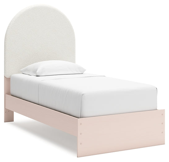 Wistenpine Twin Upholstered Panel Bed with Nightstand