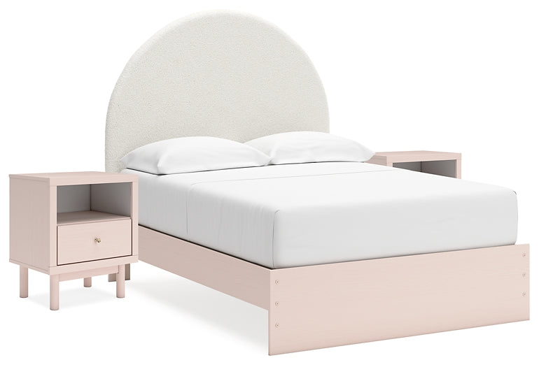 Wistenpine Full Upholstered Panel Bed with 2 Nightstands