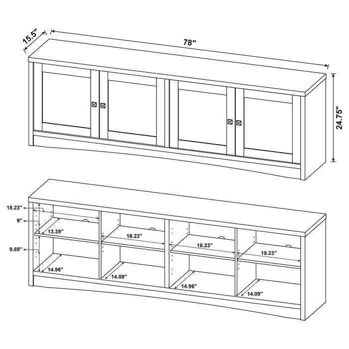 Laughlin 4-door Engineered Wood 78-inch TV Stand Dark Pine