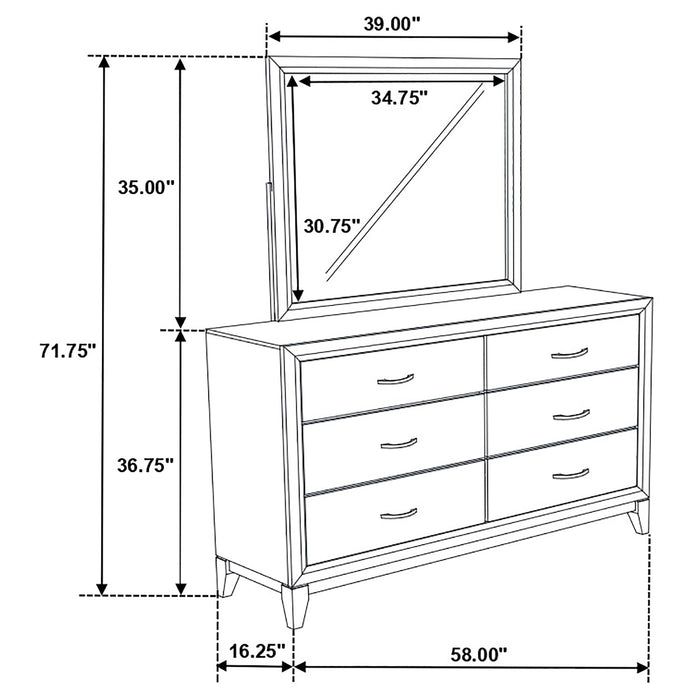 Watson 6-drawer Dresser with Mirror Grey Oak