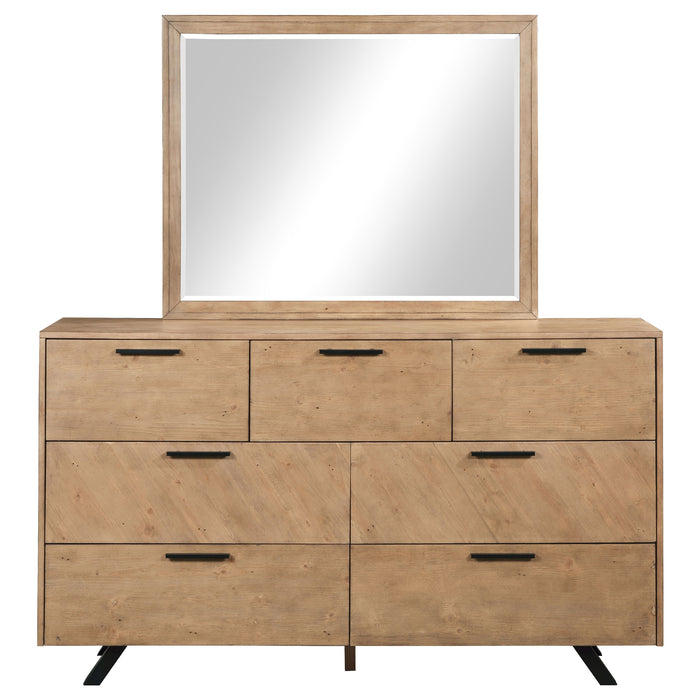 Taylor 7-drawer Dresser with Mirror Light Honey Brown