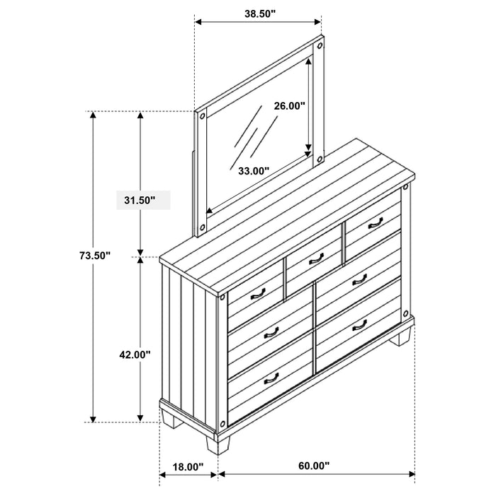 Lilith 7-drawer Dresser with Mirror Distressed White