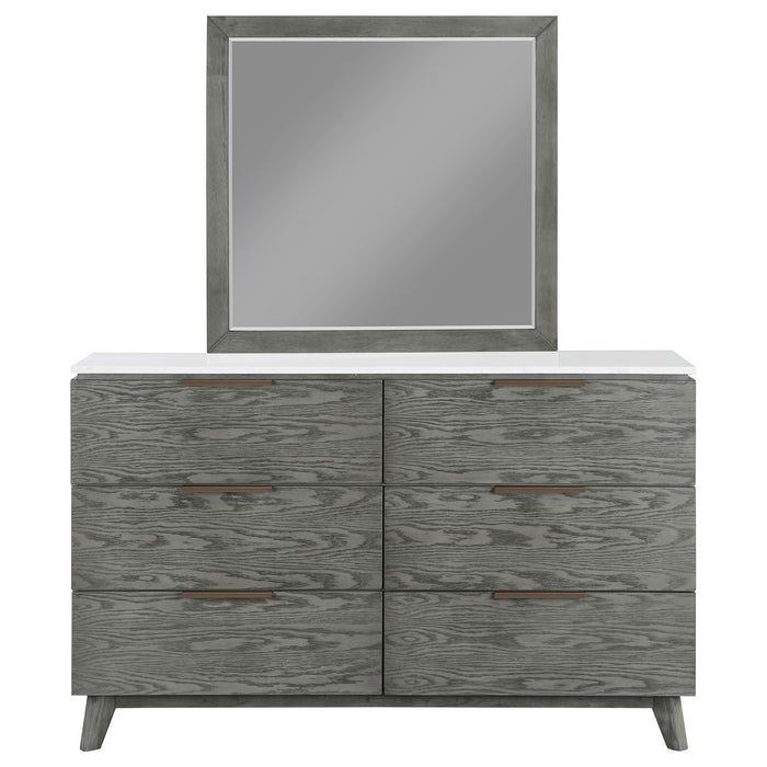 Nathan 6-drawer Dresser with Mirror Grey