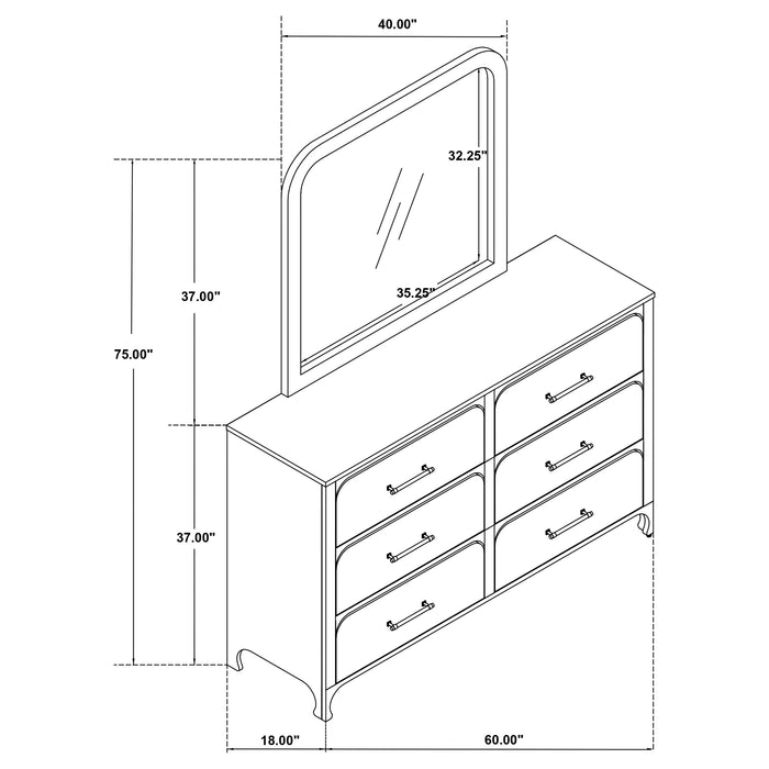 Anastasia 6-drawer Dresser with Mirror Pearl White