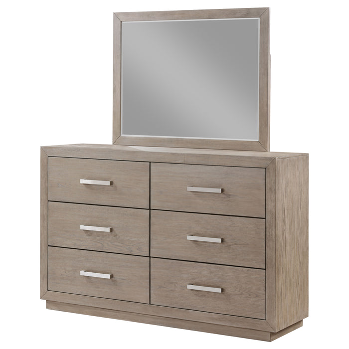 Kenora 6-drawer Dresser and Mirror Barley Brown