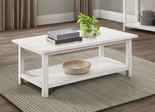 Payne Wood Coffee Table with Shelf White