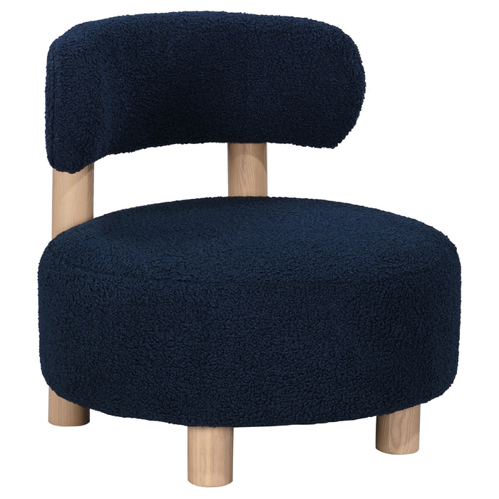 Zonie Boucle Upholstered Barrel Back Accent Chair Blue