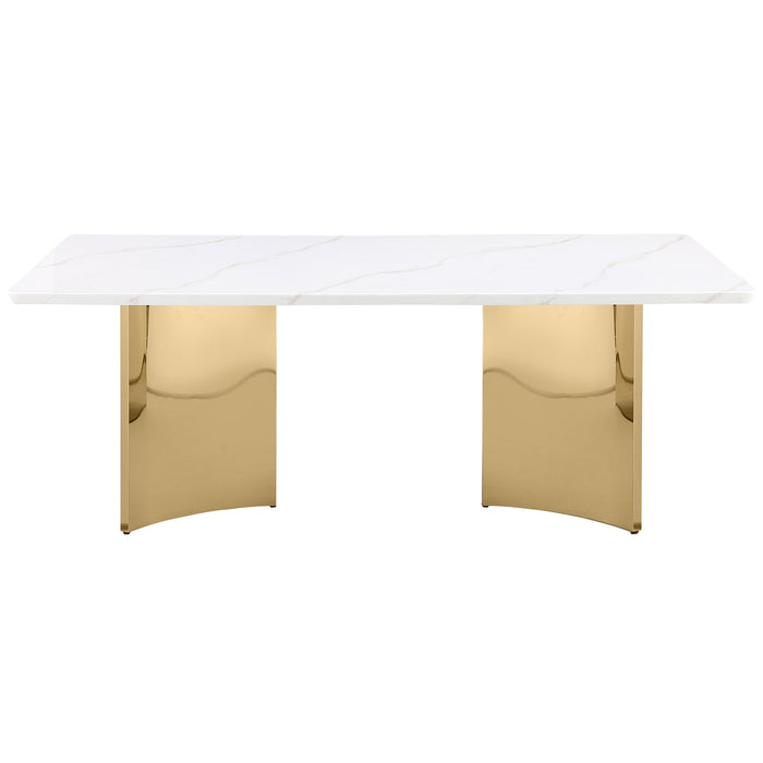 Tevlin Rectangular 79-inch Marble Top Dining Table White