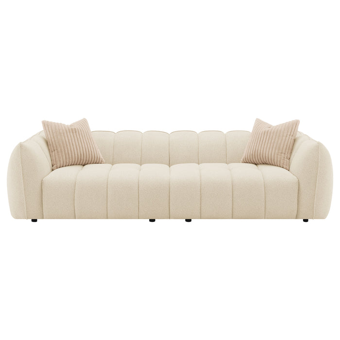 Winchester Boucle Upholstered Extra Long Sofa Sand Pebble