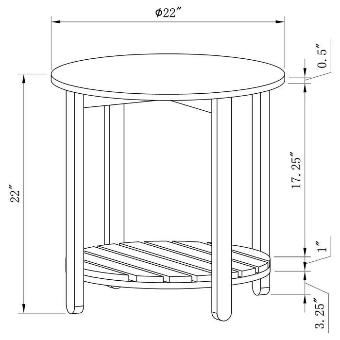 Fowler 1-shelf Round Engineered Wood Side End Table Natural