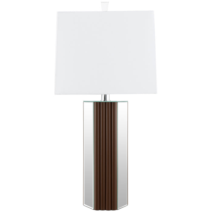 Elena 30-inch Square Tapered Mirrored Table Lamp Brown