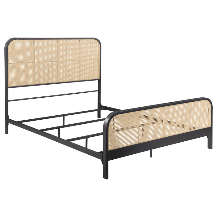 Lanewood Open Cane Webbing Metal Eastern King Bed Black