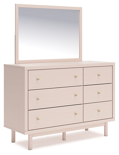 Wistenpine Twin Upholstered Panel Bed with Mirrored Dresser and Chest