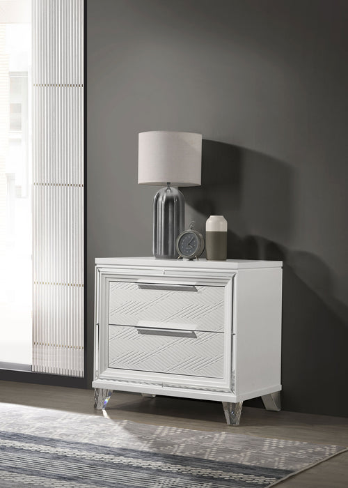 Marmore 2-drawer Nightstand Bedside Table White