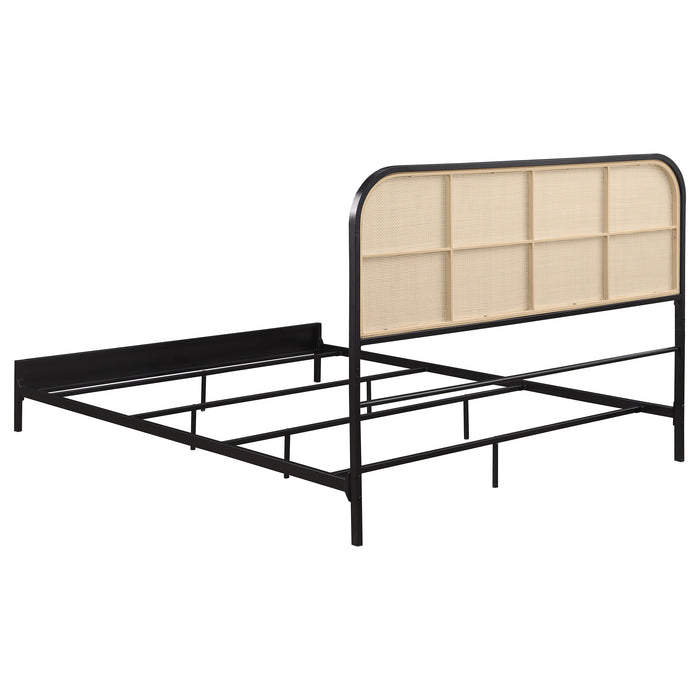 Amherst Radio Weave Rattan Metal Queen Bed Black