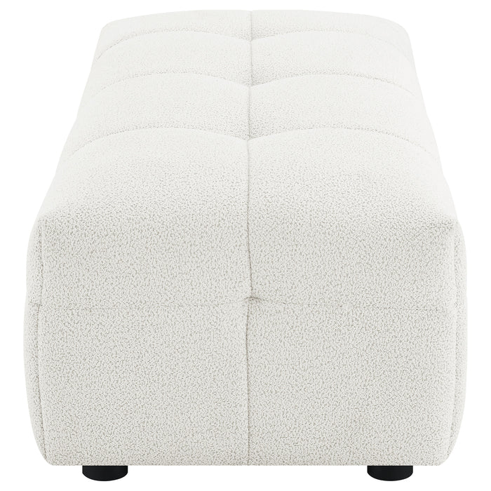 Everly Boucle Upholstered Rectangular Ottoman Off White