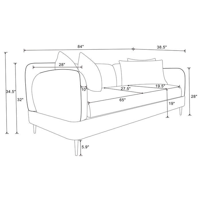 Jade Chenille Upholstered Modern Track Arm Sofa Green