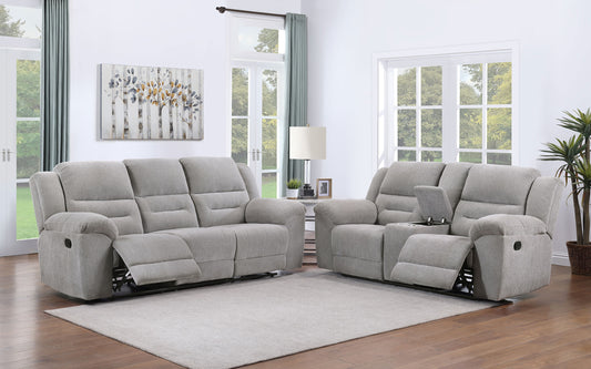 Gilson 2-piece Chenille Upholstered Sofa Set Grey