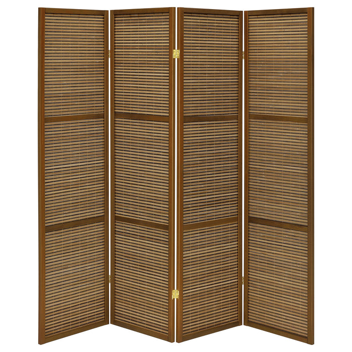 Browning 4-panel Bamboo Room Divider Folding Screen Walnut