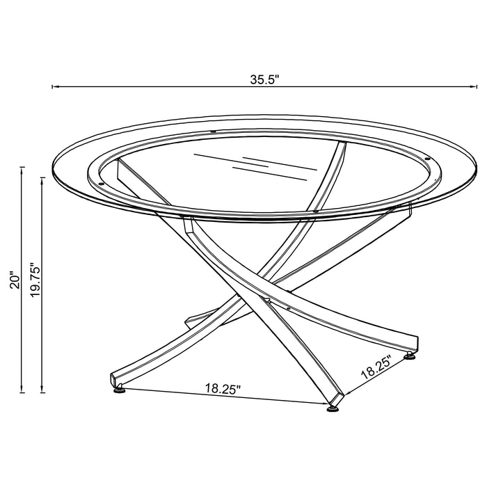 Brooke 2-piece Round Glass Top Coffee Table Set Brass