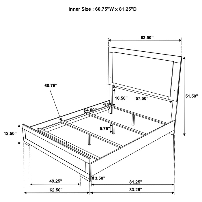 Hyland Wood Queen LED Panel Bed Natural and White