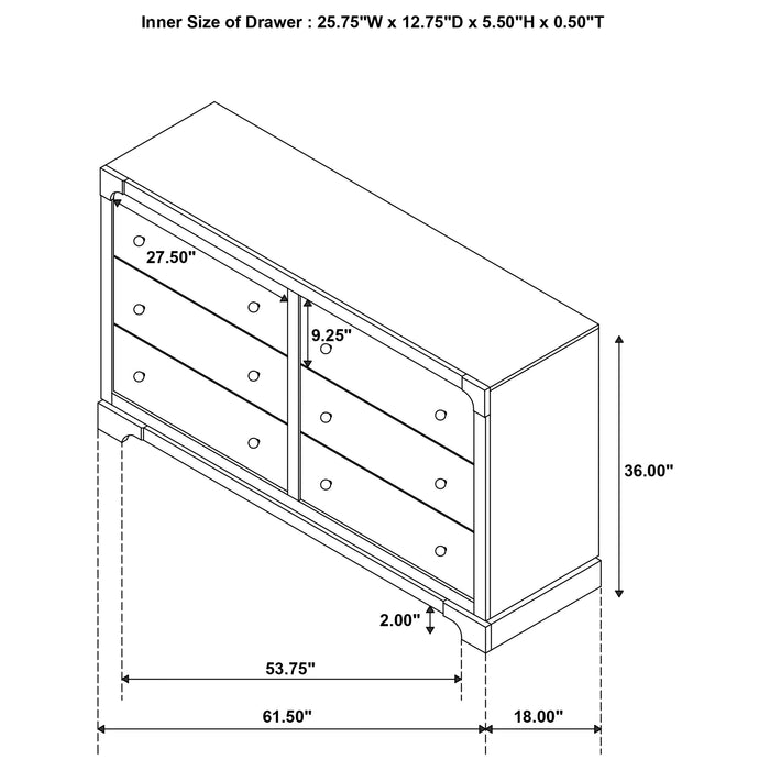 Gran Park 6-drawer Dresser Cabinet Dark Cocoa