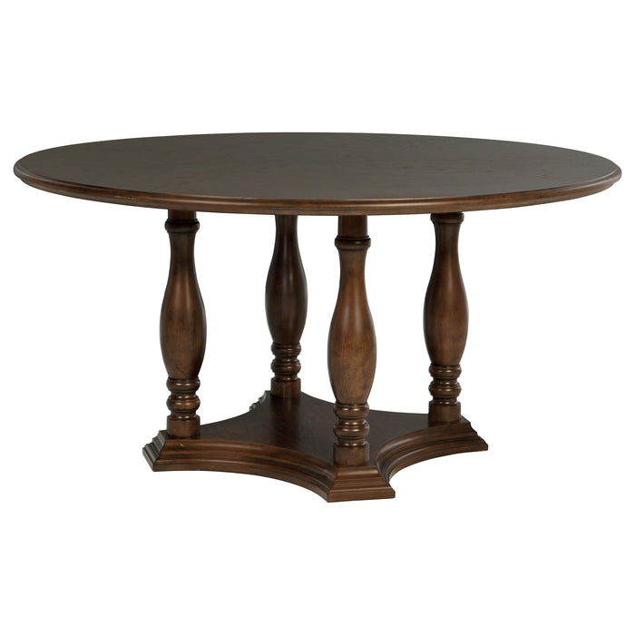 Landon 5-piece 60-inch Round Dining Table Set Rich Brown