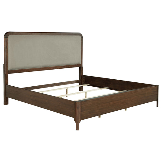 Maderia 57-inch Upholstered California King Panel Bed Walnut