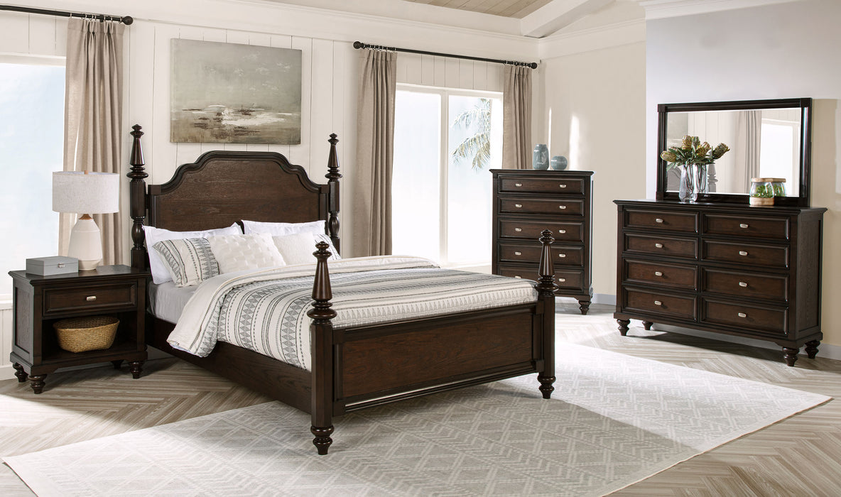 Andover 63-inch Four Poster California King Bed Dark Oak