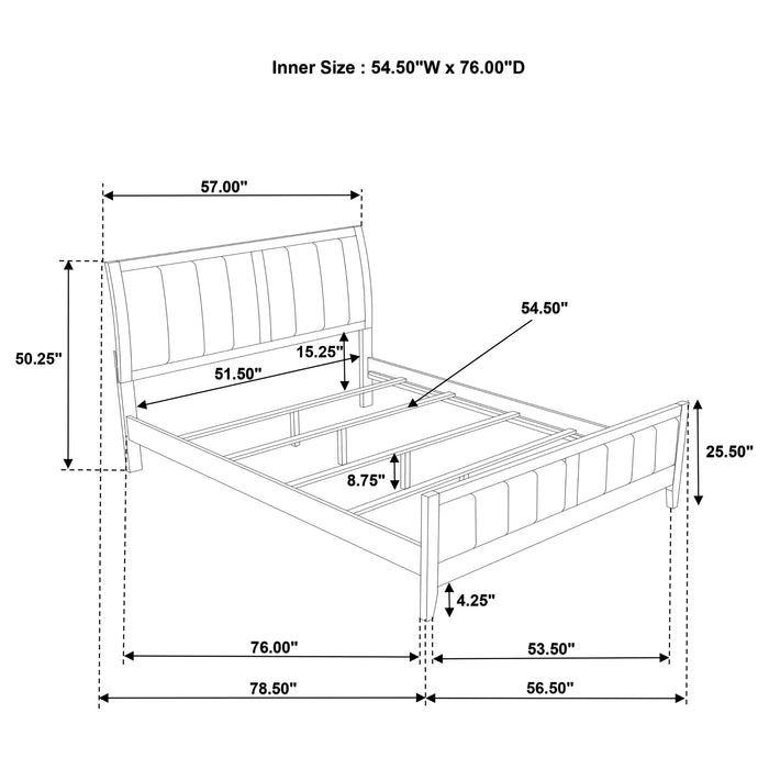 Wilkes 51-inch Upholstered Full Bed Dark Cocoa