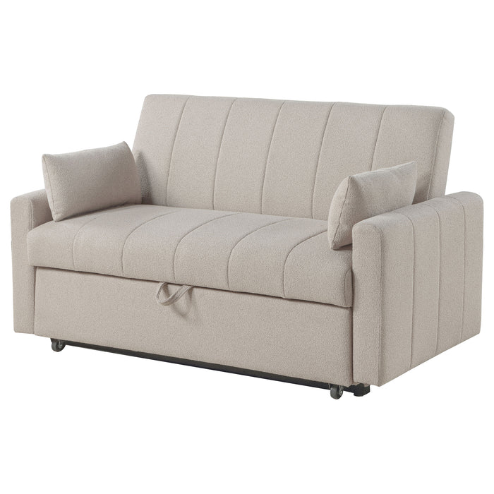 Portland Boucle Upholstered Sleeper Sofa Bed Latte