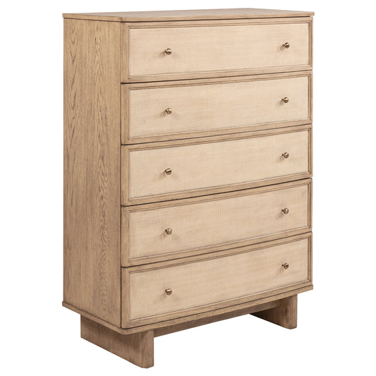 Kailani 5-drawer Bedroom Chest of Drawers Beige Oak