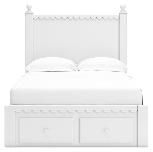 Mollviney Full Panel Storage Bed with Mirrored Dresser, Chest and Nightstand