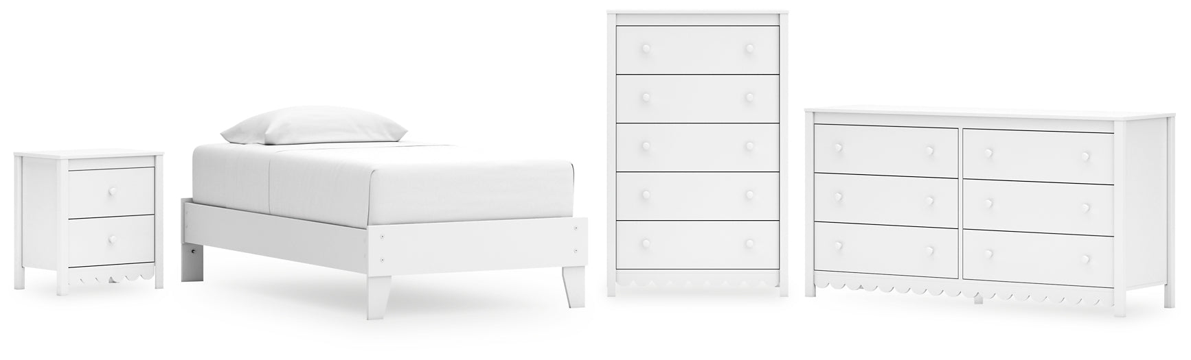 Hallityn Twin Platform Bed with Dresser, Chest and Nightstand