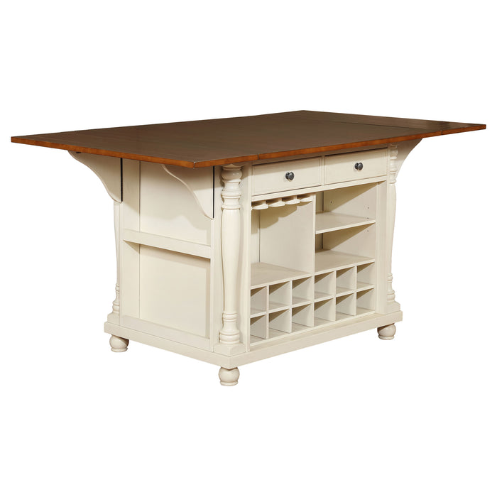 Slater 2-drawer Drop Leaf Kitchen Island Table Buttermilk