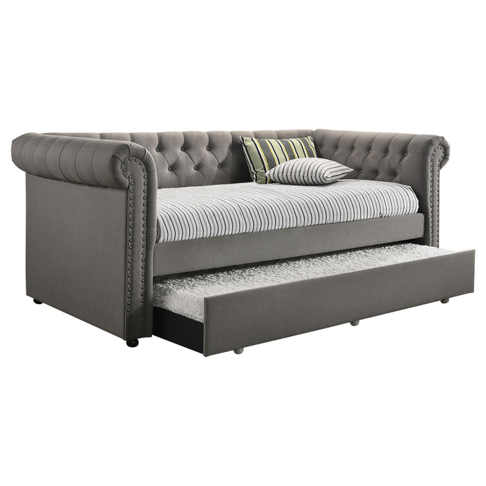 Kepner Upholstered Twin Daybed with Trundle Grey