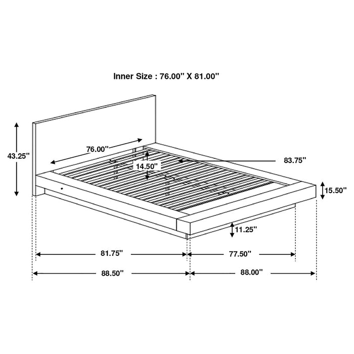 Jessica Wood Eastern King LED Panel Bed Cappuccino