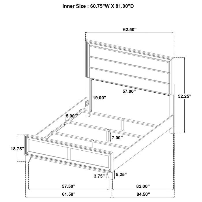 Welsley 50-inch Upholstered Queen Bed Walnut