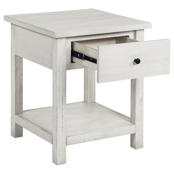 Payne 1-drawer Wood End Table with Shelf White